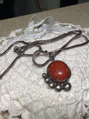Coral Sterling Silver 925 Necklace Pendant MAYBE TAXCO ???